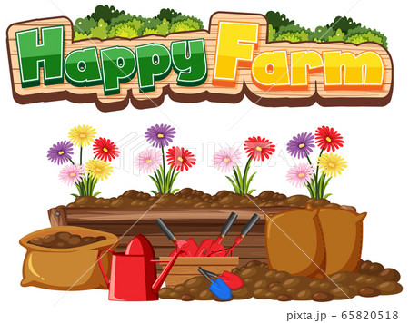 Font design for happy farm on white background Font design for happy farm on white background 65820518