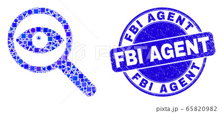 Blue Grunge FBI Agent Stamp Seal and Investigate Mosaic 65820982