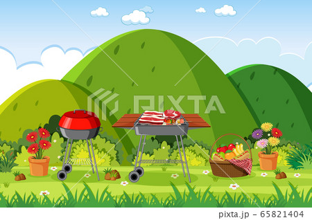 Background scene with BBQ in the park 65821404
