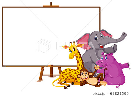 Wild animals cartoon character and blank banner on Wild animals cartoon character and blank banner on 65821596