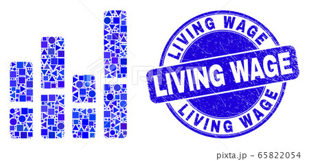 Blue Grunge Living Wage Seal and Bar Chart Mosaic Blue Grunge Living Wage Seal and Bar Chart Mosaic 65822054
