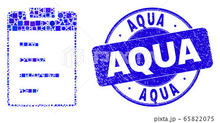 Blue Scratched Aqua Stamp Seal and Text Pad Mosaic 65822075