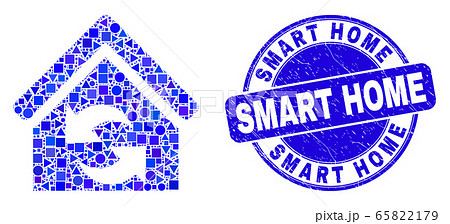Blue Distress Smart Home Stamp Seal and Refresh House Mosaic Blue Distress Smart Home Stamp Seal and Refresh House Mosaic 65822179