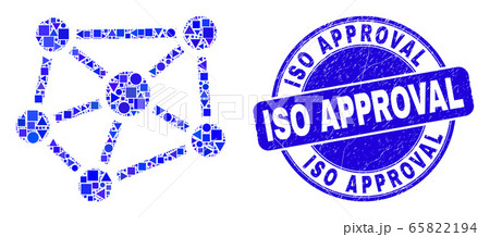 Blue Grunge ISO Approval Seal and Relations Mosaic Blue Grunge ISO Approval Seal and Relations Mosaic 65822194