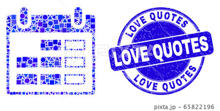 Blue Distress Love Quotes Seal and Calendar Page Mosaic 65822196