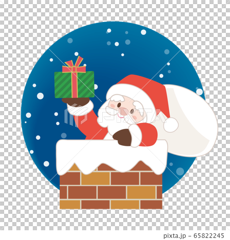 煙突から顔をのぞかせるサンタクロース サンタ クリスマス