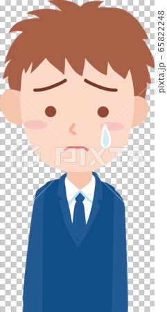 泣いている男子高校生のイラスト素材