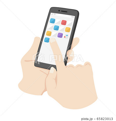 スマートフォン画面のアプリのアイコンを操作するイラスト のイラスト素材