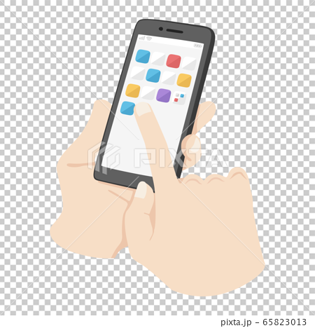 スマートフォン画面のアプリのアイコンを操作するイラスト のイラスト素材