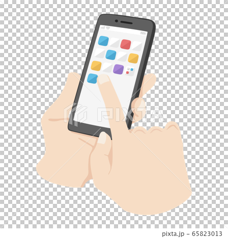 スマートフォン画面のアプリのアイコンを操作するイラスト のイラスト素材