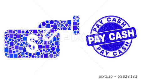 Blue Distress Pay Cash Stamp and Pay Cash Mosaic 65823133