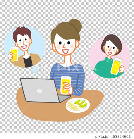 オンライン飲み会 ビデオ通話 オンライン飲み会 ビデオ通話 65824608