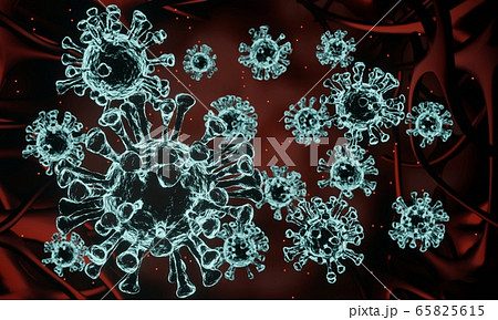 corona virus 2019-ncov flu outbreak, abstract background covid-19 pandemic risk concept, 3D rendering wallpaper	 65825615