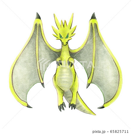 A Yellow Dragon Flying To The Front Stock Illustration