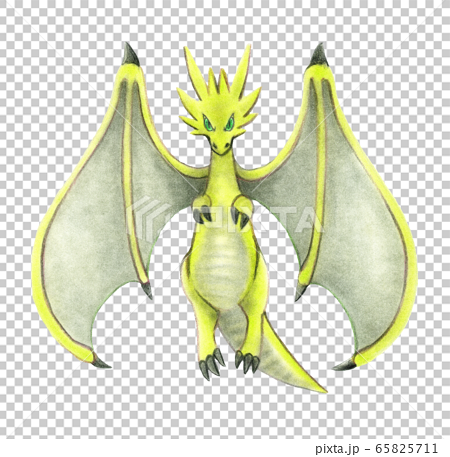 A Yellow Dragon Flying To The Front Stock Illustration