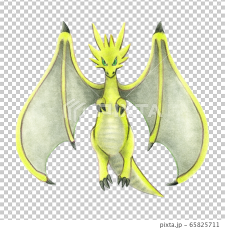 A Yellow Dragon Flying To The Front Stock Illustration