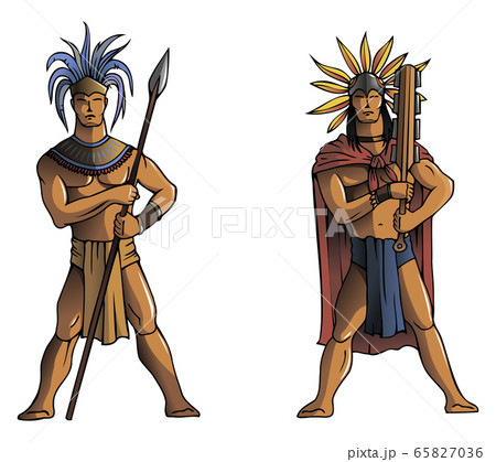 Indians of South America, Mayan warriors, vector illustration 65827036