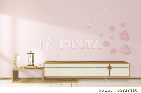 Tv cabinet in tropical empty room Japanese - zen 65828110