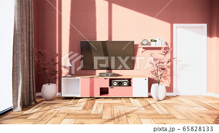 TV cabinet and display japanese interior of pink 65828133