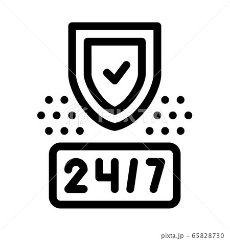 round clock protection icon vector outline illustration 65828730