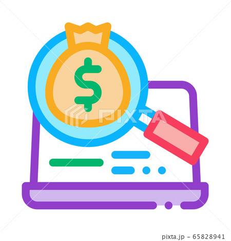 detection of money in computer icon vector outline illustration 65828941