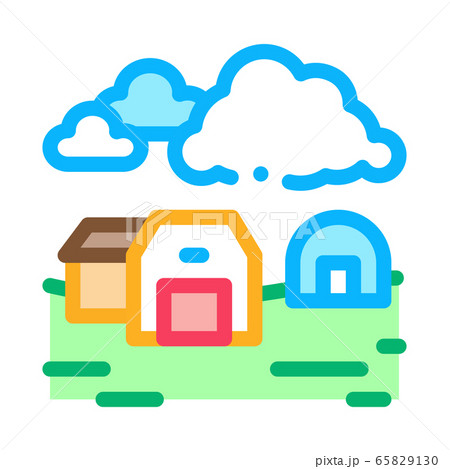 house with greenhouse icon vector outline illustration 65829130