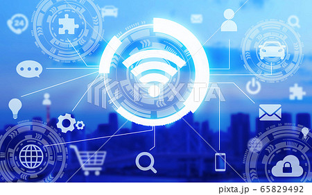 wifiとネットワークテクノロジーのCG Wifi & Network Technology 65829492