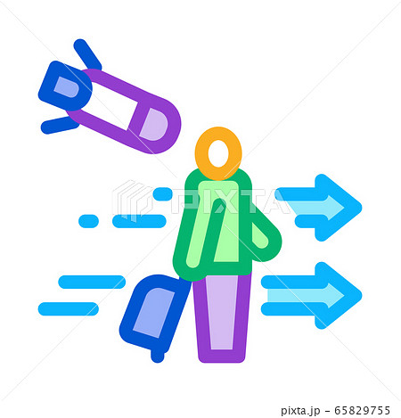 migratory man tourist icon vector outline illustration 65829755