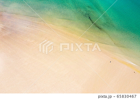 Aerial view of beach, Castlegoland, by Portnoo in County Donegal - Ireland 65830467