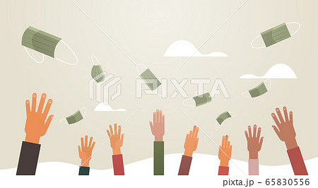 hands throwing medical masks coronavirus win...のイラスト素材 [65830556] - PIXTA