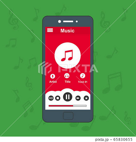 Mobile music application with smartphone icon Mobile music application with smartphone icon 65830655