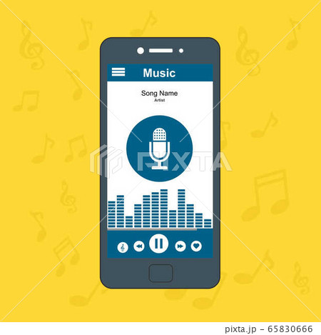 illustration of music player app on a smartphone 65830666