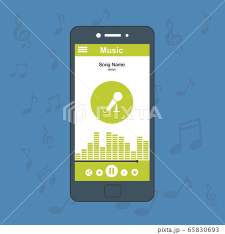 illustration of music player app on a smartphone illustration of music player app on a smartphone 65830693