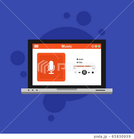 Music player app interface vector color template. Music player app interface vector color template. 65830939