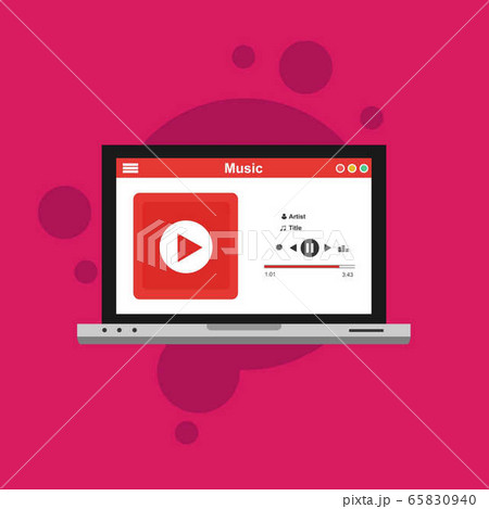 Music player app interface vector color template. 65830940