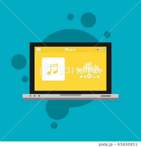 music player flat design concept vector color 65830951