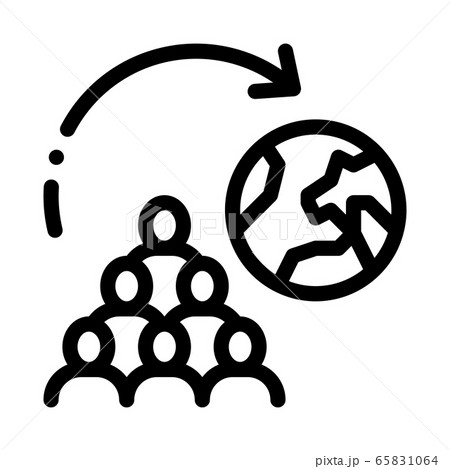 moving people around planet icon vector outline illustration moving people around planet icon vector outline illustration 65831064