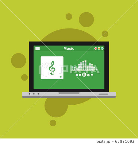 music player flat design concept vector color 65831092