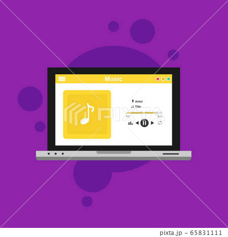 Music player app interface vector color template. 65831111