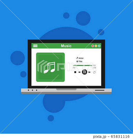 Music player app interface vector color template. Music player app interface vector color template. 65831116