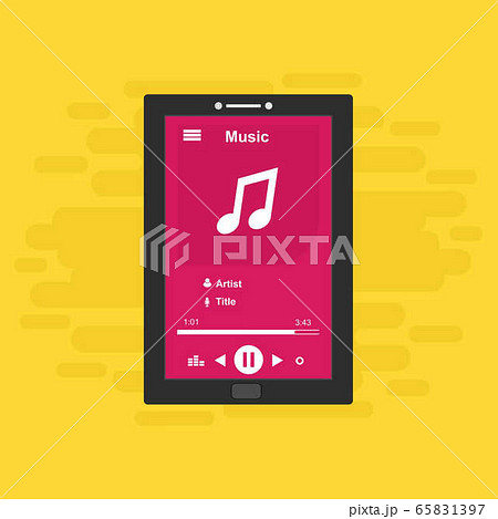 Music player app interface vector color template. Music player app interface vector color template. 65831397