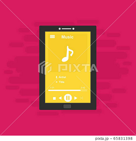 Music player app interface vector color template. Music player app interface vector color template. 65831398