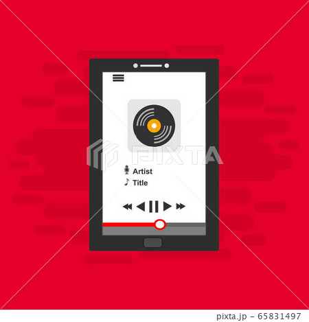Music Player on Smartphone Background. Vector Pop 65831497