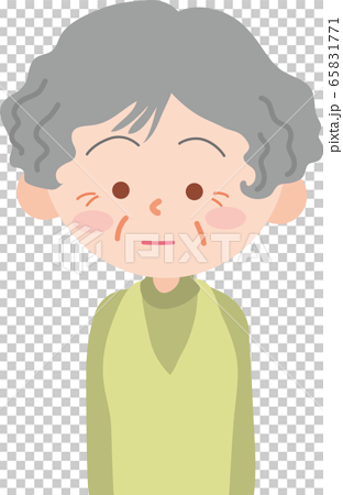 真顔のおばあちゃんのイラスト素材