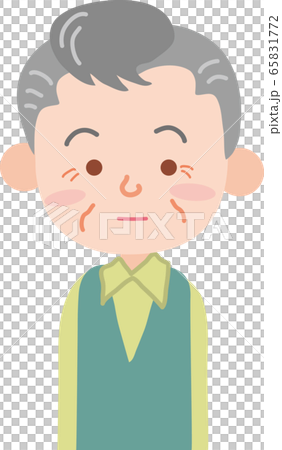 真顔のおじいちゃんのイラスト素材