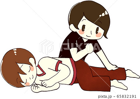 タイ式マッサージ(肘押し)のイラスト素材 65832191