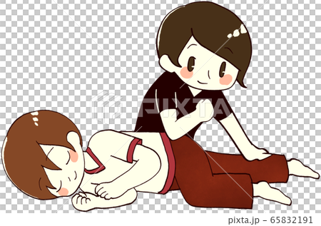 タイ式マッサージ(肘押し)のイラスト素材 65832191