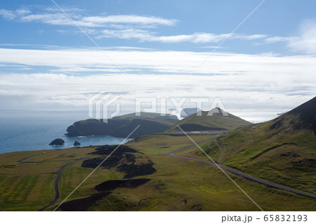 Vestmannaeyjar island beach day view, Iceland 65832193