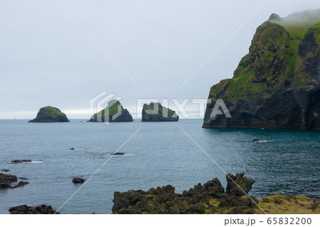 Elephant shape rock, Vestmannaeyjar island beach, 65832200