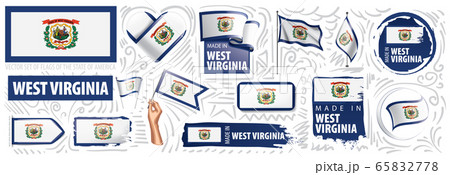 Vector set of flags of the American state of West Virginia in different designs Vector set of flags of the American state of West Virginia in different designs 65832778